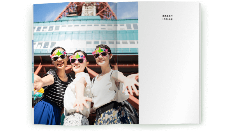 見開きページレイアウト（写真＋文字）