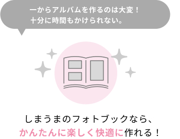 一からアルバムを作るのは大変！十分に時間もかけられない。